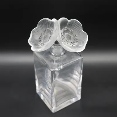 Lalique Crystal Flower Stopper with Decanter