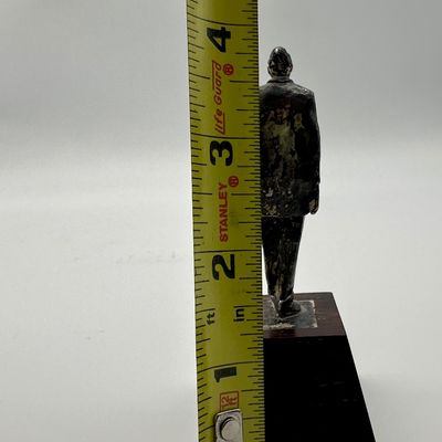 Modernist Leaning Man Figural Sculpture on Wood Base