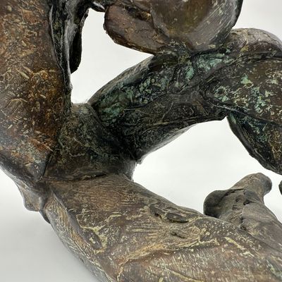 Signed Bronze Reclining Figure Sculpture
