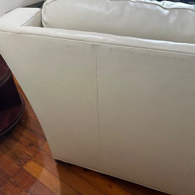 Whittemore-Sherrill Genuine Leather Sofa – Ivory/Cream – Nailhead Trim – Made in USA