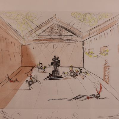 Salvador Dalí Signed Chevalier en Tournoi Etching with Pochoir Colors – 52/150, 1979