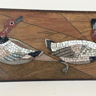 Rare 1957 Primus Designs “Ducks” Mid-Century Modern Mosaic Wall Art Panel