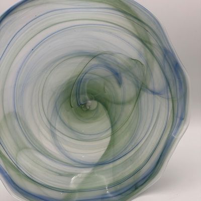 VIETRI Blue & Green Swirl Art Glass Bowl