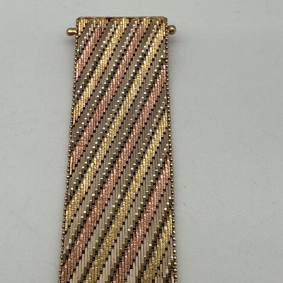 Italian 14K Tri-Color Gold Woven Mesh Bracelet