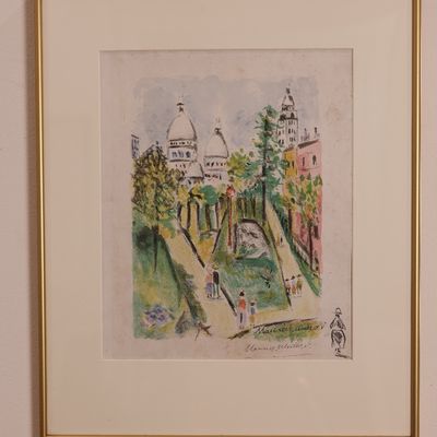Maurice Utrillo Signed Color Lithograph – Montmartre (Paris Capitale), 1955