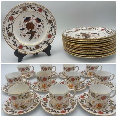 Royal Crown Derby Bone China Salad Plates, Demitasse Cups & Saucers