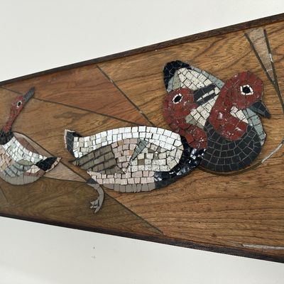 Rare 1957 Primus Designs “Ducks” Mid-Century Modern Mosaic Wall Art Panel