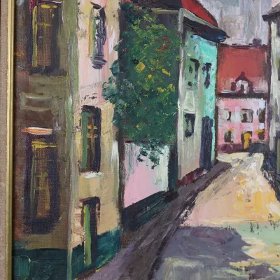 Ronald Ergo (Belgian, 1936–2024), “City Scene,” Signed Oil on Canvas