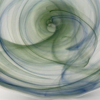 VIETRI Blue & Green Swirl Art Glass Bowl