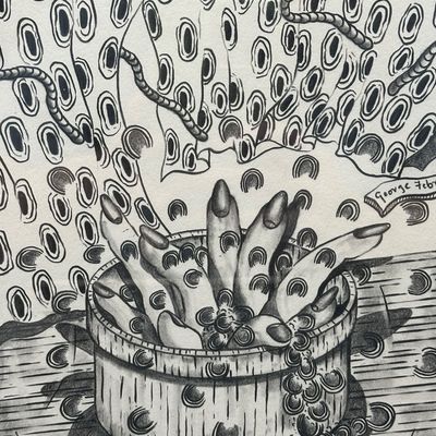 George Febres Original Surrealist Drawing – Signed