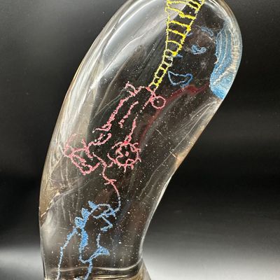 Gene Koss “Ridge Road Climb” Art Glass Sculpture, 1989