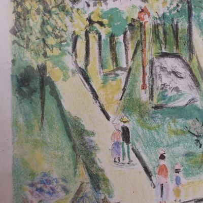 Maurice Utrillo Signed Color Lithograph – Montmartre (Paris Capitale), 1955