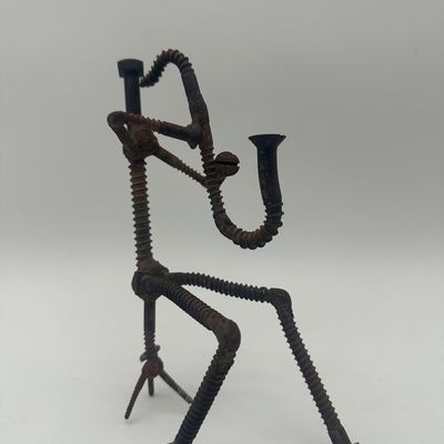 Signed Welded Metal Musician Sculpture Ensemble