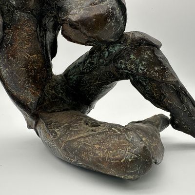 Signed Bronze Reclining Figure Sculpture