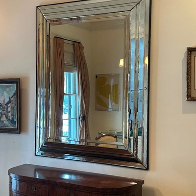 Hollywood Regency Beveled Mirrored Wall Mirror