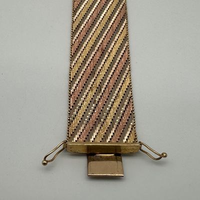 Italian 14K Tri-Color Gold Woven Mesh Bracelet
