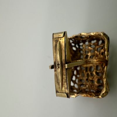 Vintage 14K Gold Brutalist Openwork Cufflinks