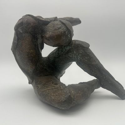 Signed Bronze Reclining Figure Sculpture