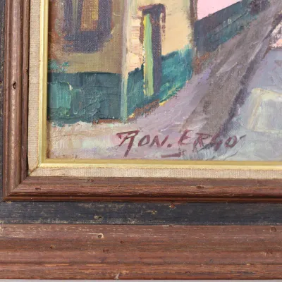 Ronald Ergo (Belgian, 1936–2024), “City Scene,” Signed Oil on Canvas