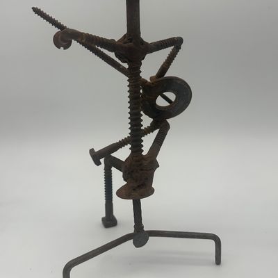 Signed Welded Metal Musician Sculpture Ensemble