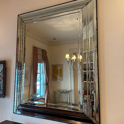 Hollywood Regency Beveled Mirrored Wall Mirror
