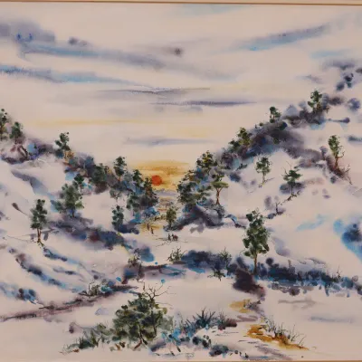 Charles Reinike III (American/Louisiana, b. 1947), Untitled Landscape from “Shekinah,” 1975, Signed Watercolor