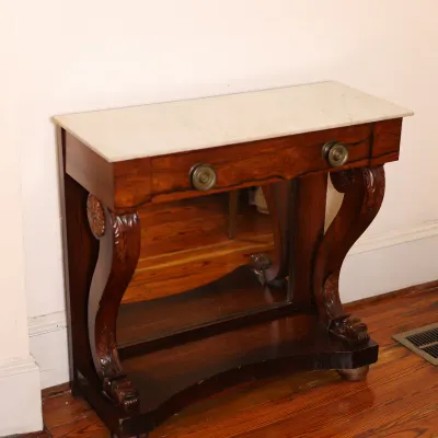 William IV Carved Rosewood Pier Table with Marble Top, circa 1825