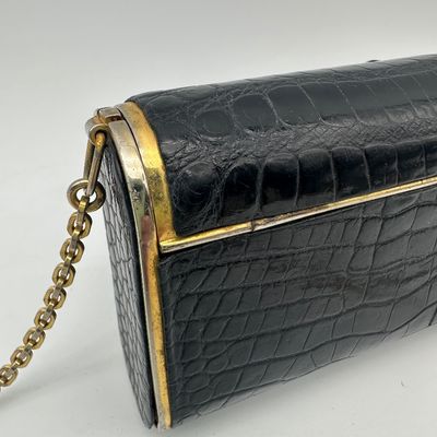 Judith Leiber Vintage Black Exotic Skin Shoulder Bag