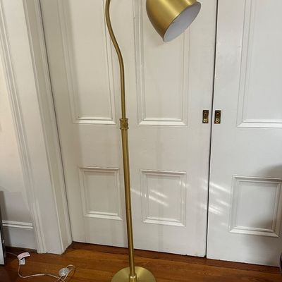 Adjustable Brass-Finish Floor Lamp