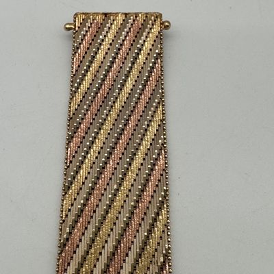 Italian 14K Tri-Color Gold Woven Mesh Bracelet