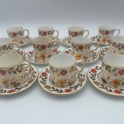 Royal Crown Derby Bone China Salad Plates, Demitasse Cups & Saucers