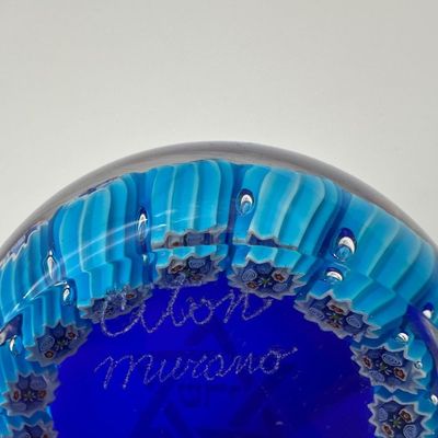 Signed Murano Millefiori Star of David Glass Paperweight