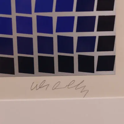 Victor Vasarely (Hungarian/French, 1906–1997), Blue Squares, Signed Serigraph 72/250