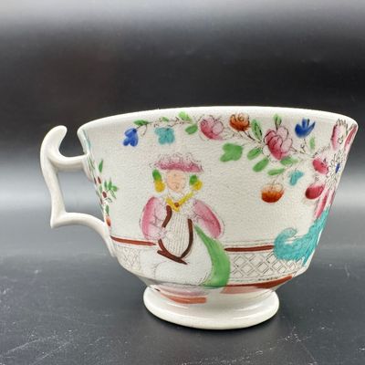 Hilditch & Son “Oriental Musicians” Porcelain Cup & Saucer, c. 1825