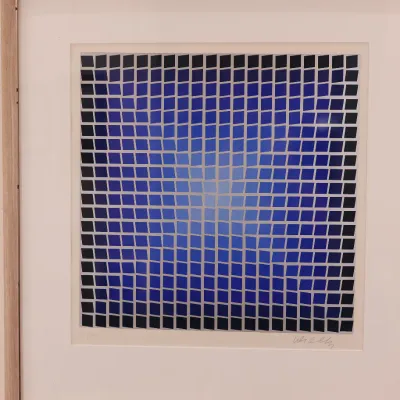 Victor Vasarely (Hungarian/French, 1906–1997), Blue Squares, Signed Serigraph 72/250