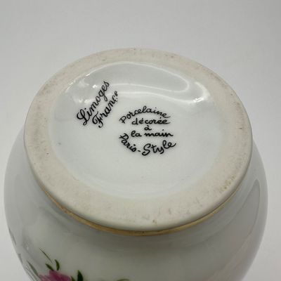 Limoges France Hand-Painted Porcelain Floral Vase
