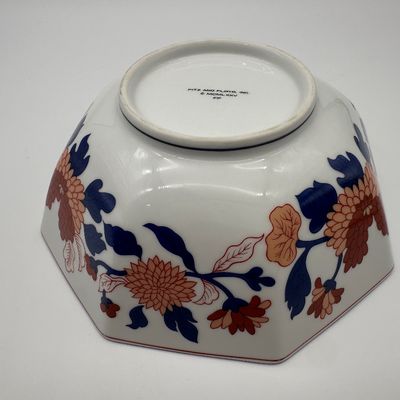 Vintage 1975 Fitz and Floyd Imari-Style Octagonal Porcelain Bowl