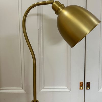 Adjustable Brass-Finish Floor Lamp