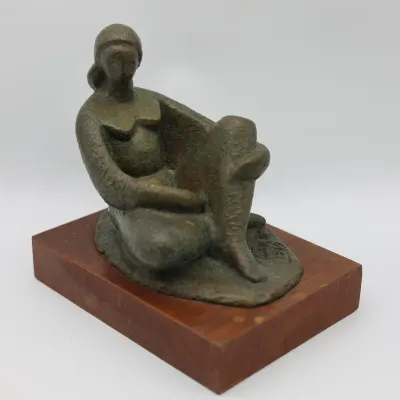 Tosia Malamud Signed & Numbered Bronze Figure Sculpture, 1964