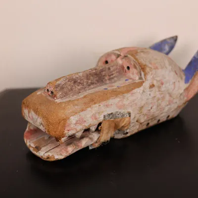 Vintage Hand-Carved & Painted Folk Art Animal Mask