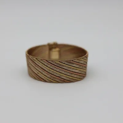 Italian 14K Tri-Color Gold Woven Mesh Bracelet