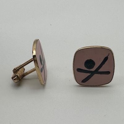 Vintage Anson Pink & Black Enamel Cufflinks