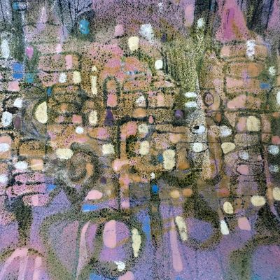 Helen Trivigno Abstract Enamel on Copper Tray