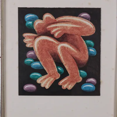 Original Robert Gordy (1933–1986), Crouching Figure, Louisiana Modernist