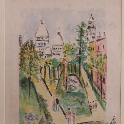 Maurice Utrillo Signed Color Lithograph – Montmartre (Paris Capitale), 1955