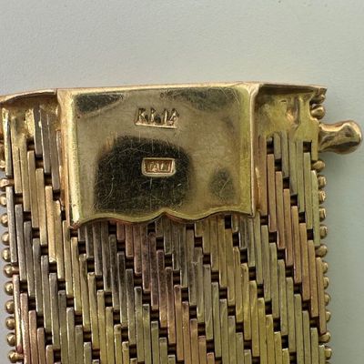 Italian 14K Tri-Color Gold Woven Mesh Bracelet
