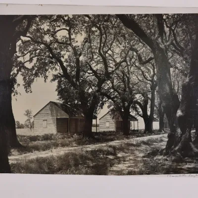 Clarence John Laughlin (1905–1985), “Two Homes Along Country Roads with Trees,” Signed Gelatin Silver Photograph