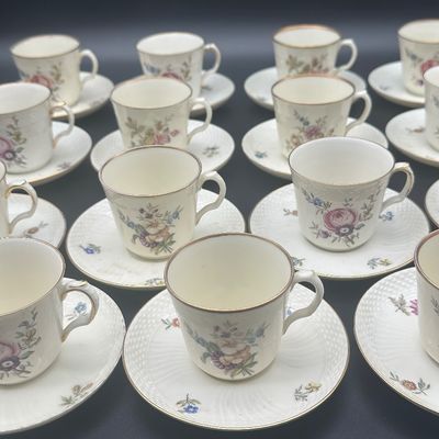 Royal Copenhagen Floral Demitasse Cups & Saucers – Set of 15