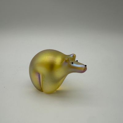 Signed Gartner & Flume Iridescent Art Glass Bear Sculpture