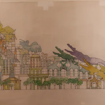 Charles Moore (1925–1993), “Wonderwall, New Orleans,” 1984, Signed Original Watercolor & Ink